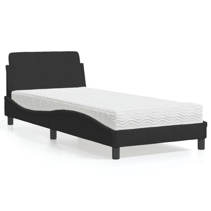 Cama com colchão 90x190 cm veludo preto