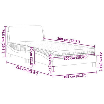 Cama com colchão 100x200 cm tecido cinzento-acastanhado