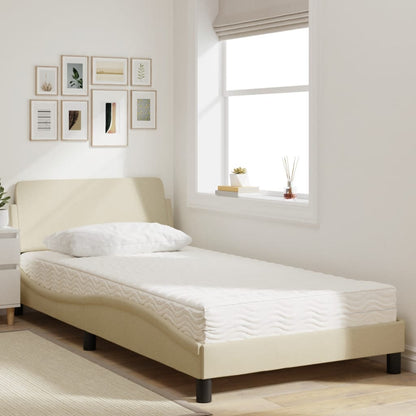 Cama com colchão 100x200 cm tecido cor creme