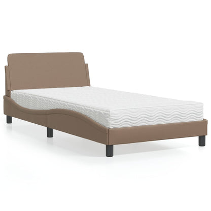 Cama com colchão 100x200 cm couro artificial cappuccino