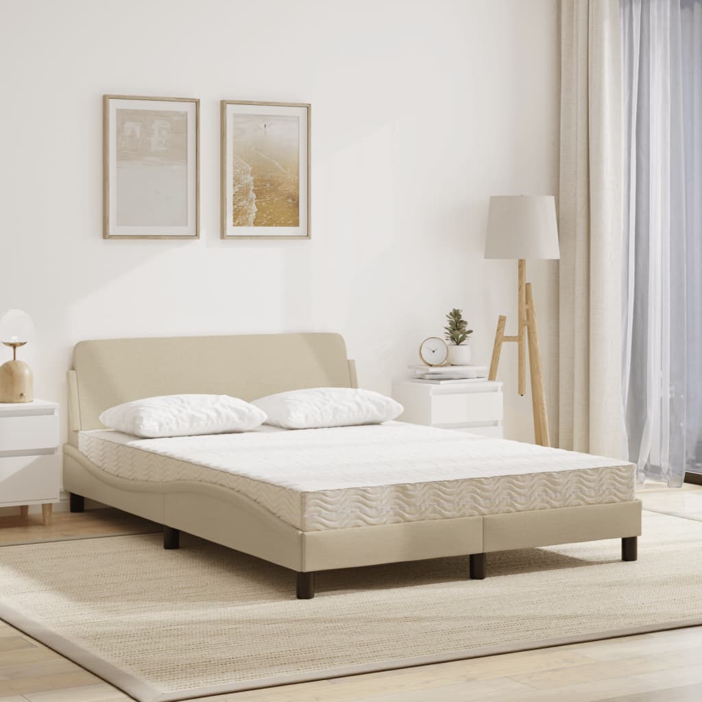 Cama com colchão 120x200 cm tecido cor creme