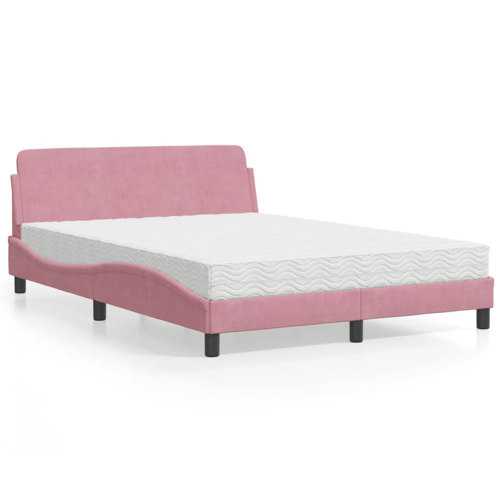 Cama com colchão 120x200 cm veludo rosa