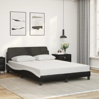 Cama com colchão 120x200 cm couro artificial preto e branco