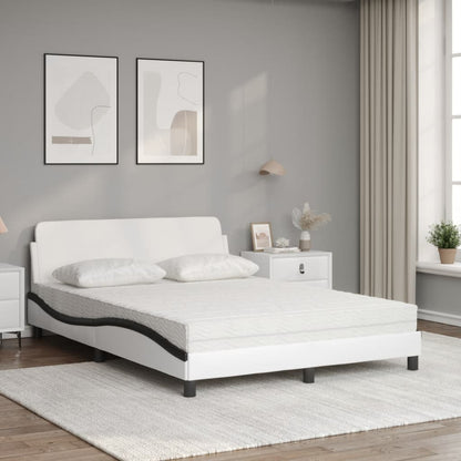 Cama com colchão 120x200 cm couro artificial branco e preto