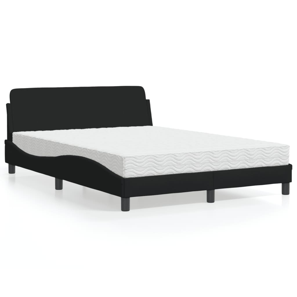 Cama com colchão 140x190 cm tecido preto