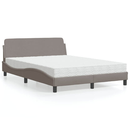 Cama com colchão 140x190 cm tecido castanho-acinzentado