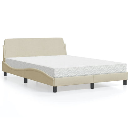 Cama com colchão 140x190 cm tecido cor creme