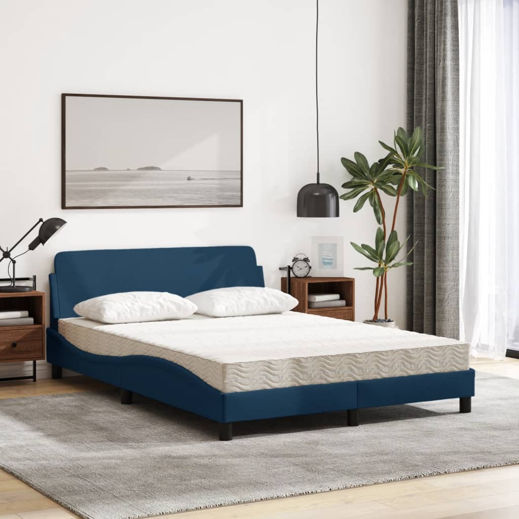 Cama com colchão 140x190 cm tecido azul