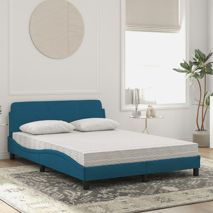 Cama com colchão 140x190 cm veludo azul