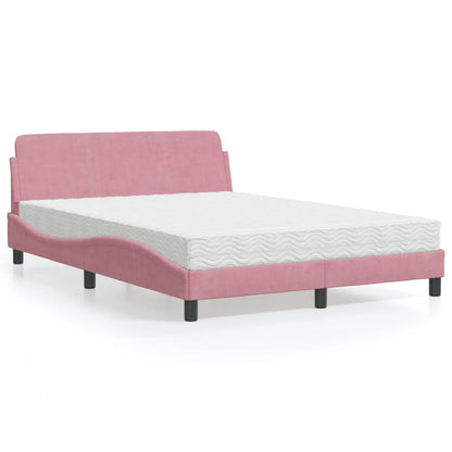 Cama com colchão 140x190 cm veludo rosa