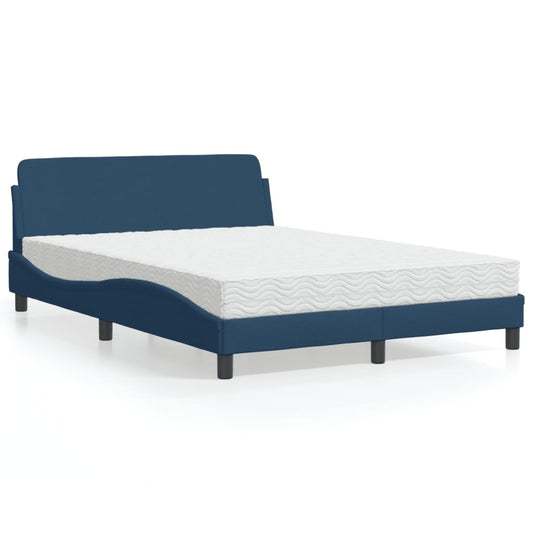 Cama com colchão 140x200 cm tecido azul