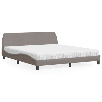 Cama com colchão 180x200 cm tecido castanho-acinzentado