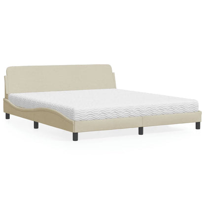 Cama com colchão 180x200 cm tecido cor creme