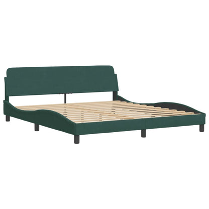 Cama com colchão 180x200 cm veludo verde-escuro