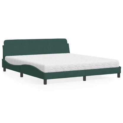 Cama com colchão 180x200 cm veludo verde-escuro