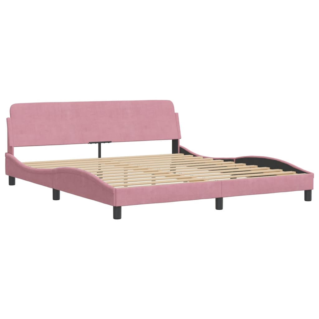 Cama com colchão 180x200 cm veludo rosa