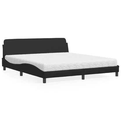 Cama com colchão 180x200 cm couro artificial preto