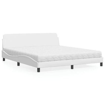 Cama com colchão 180x200 cm couro artificial branco