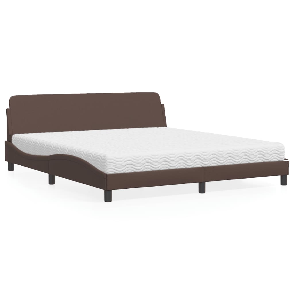 Cama com colchão 180x200 cm couro artificial castanho