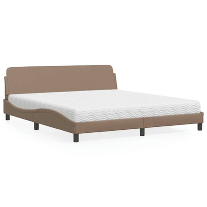 Cama com colchão 180x200 cm couro artificial cappuccino