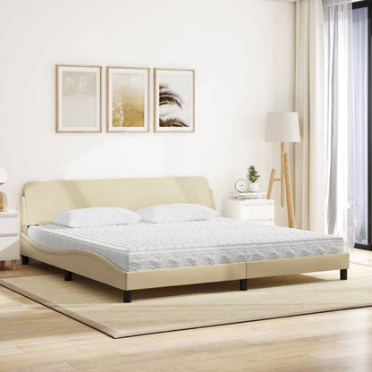 Cama com colchão 200x200 cm tecido cor creme