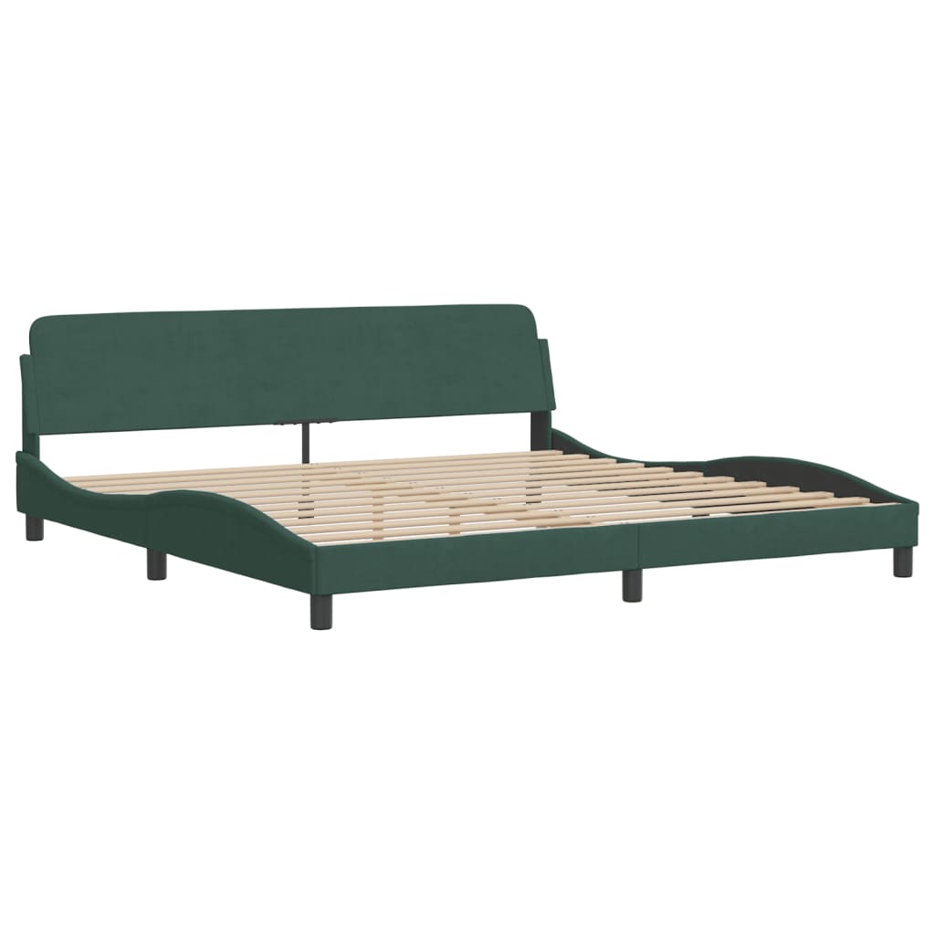 Cama com colchão 200x200 cm veludo verde-escuro