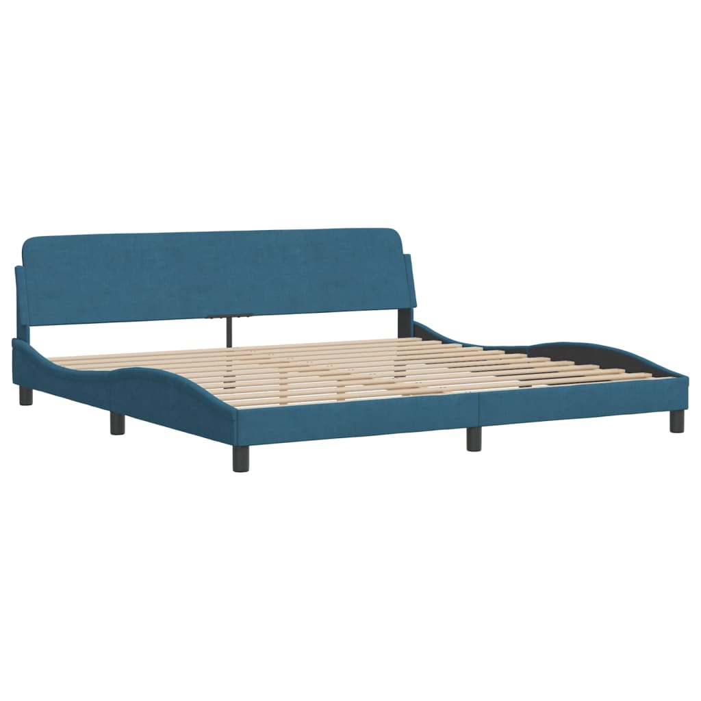 Cama com colchão 200x200 cm veludo azul