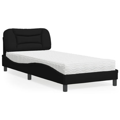 Cama com colchão 80x200 cm tecido preto