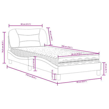 Cama com colchão 80x200 cm tecido castanho-acinzentado