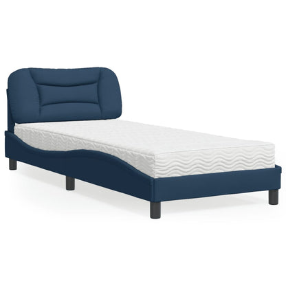 Cama com colchão 80x200 cm tecido azul