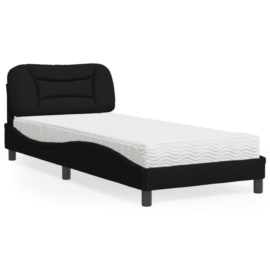 Cama com colchão 90x200 cm tecido preto