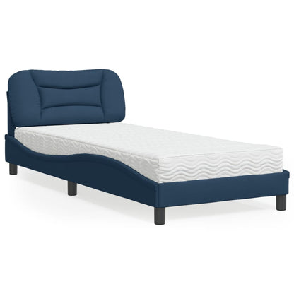 Cama com colchão 90x200 cm tecido azul