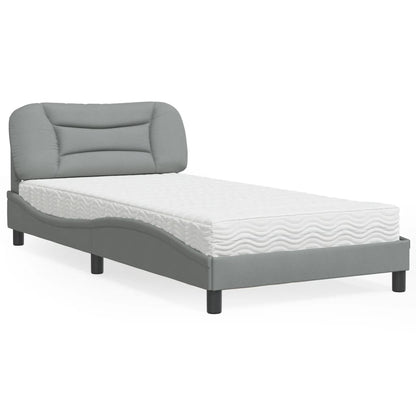 Cama com colchão 100x200 cm tecido cinzento-claro