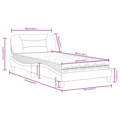 Cama com colchão 100x200 cm tecido cinzento-escuro