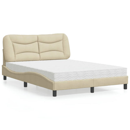 Cama com colchão 120x200 cm tecido cor creme