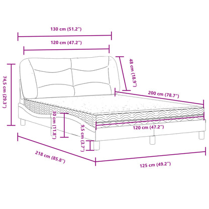 Cama com colchão 120x200 cm tecido azul