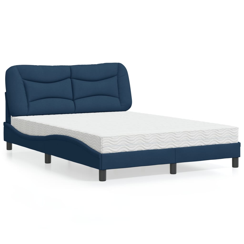 Cama com colchão 140x190 cm tecido azul