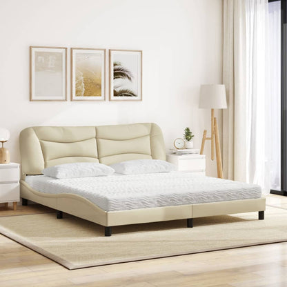 Cama com colchão 180x200 cm tecido cor creme