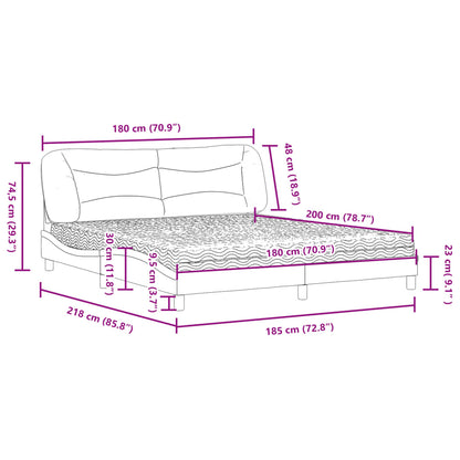 Cama com colchão 180x200 cm tecido cor creme