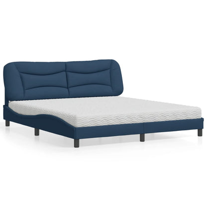 Cama com colchão 180x200 cm tecido azul