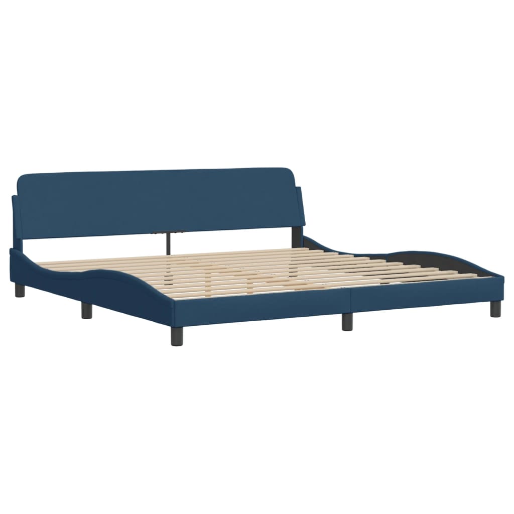 Cama com colchão 200x200 cm tecido azul