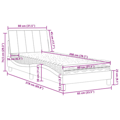 Cama com colchão 80x200 cm veludo preto