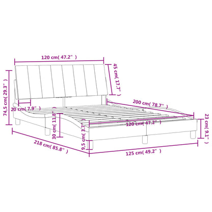 Cama com colchão 120x200 cm veludo cinzento-claro