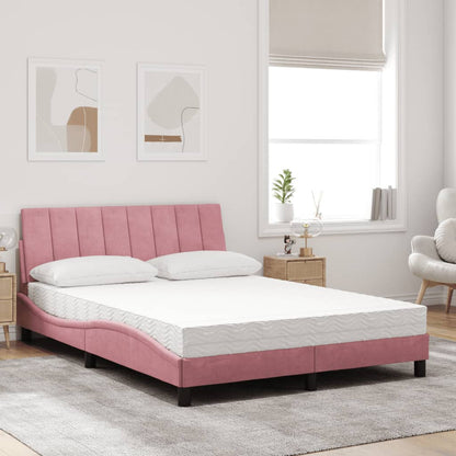 Cama com colchão 120x200 cm veludo rosa