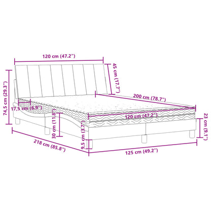 Cama com colchão 120x200 cm veludo rosa