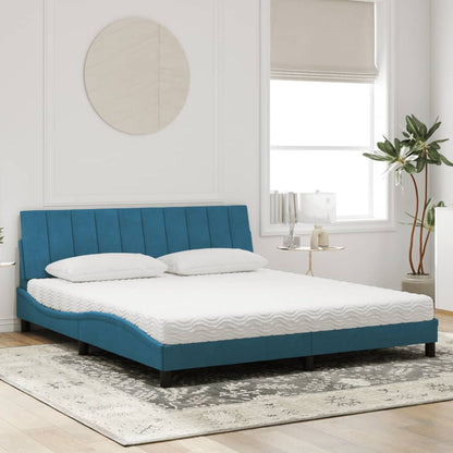 Cama com colchão 180x200 cm veludo azul