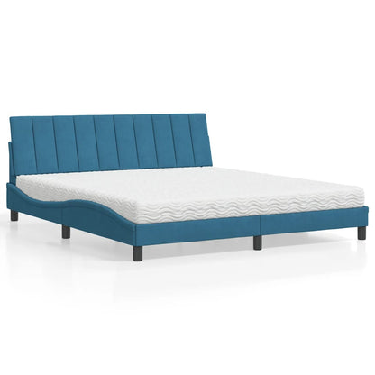 Cama com colchão 180x200 cm veludo azul