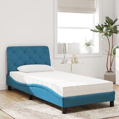 Cama com colchão 80x200 cm veludo azul