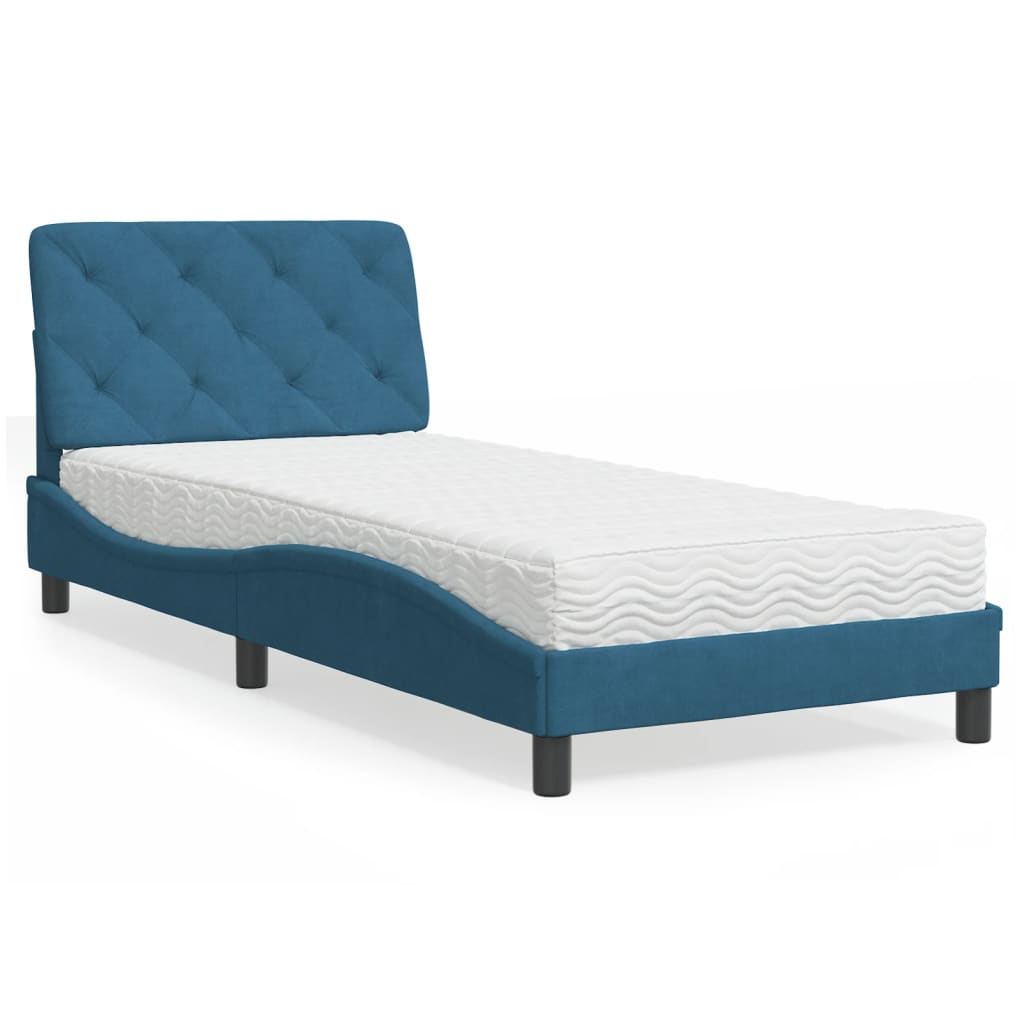 Cama com colchão 80x200 cm veludo azul