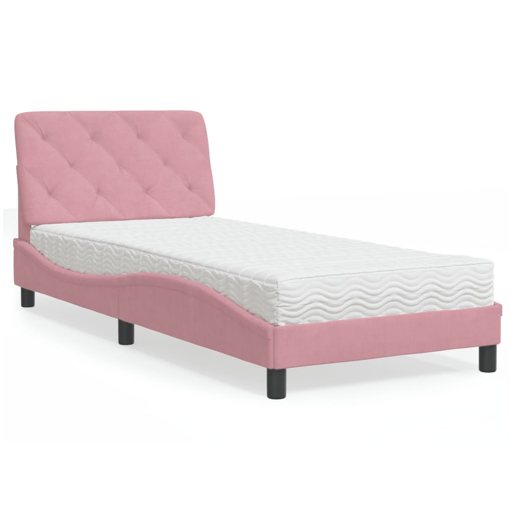 Cama com colchão 80x200 cm veludo rosa